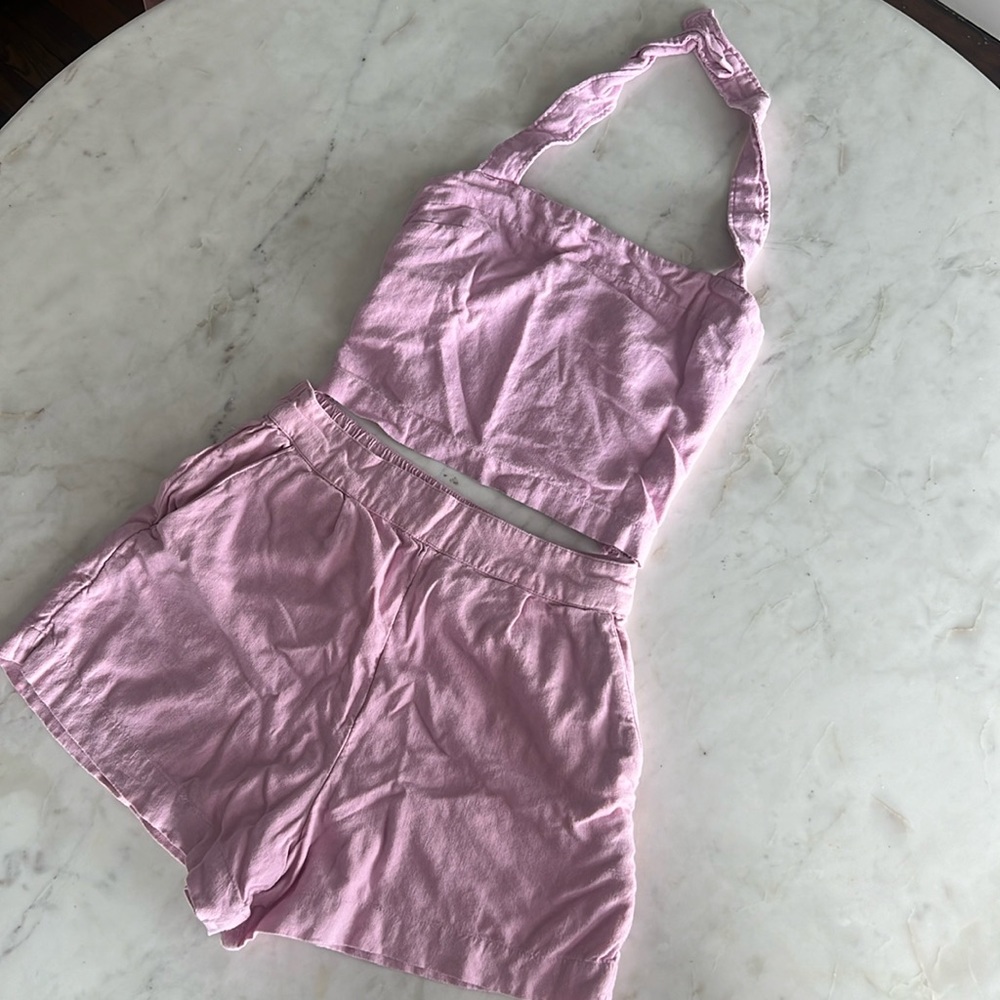 Abercrombie and Fitch (two piece set) bottoms M top small PINK